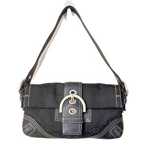Vintage Coach Soho Black Signature C Pattern Canvas Y2K Hobo Bag F05Q-3628
